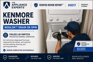 Kenmore Laundry Center stackable washer and dryer combo not spinning or draining