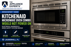 Electrical diagnosis determined the protective fuse had opened, and further inspection revealed damage to the fuse housing along with worn door safety switches.