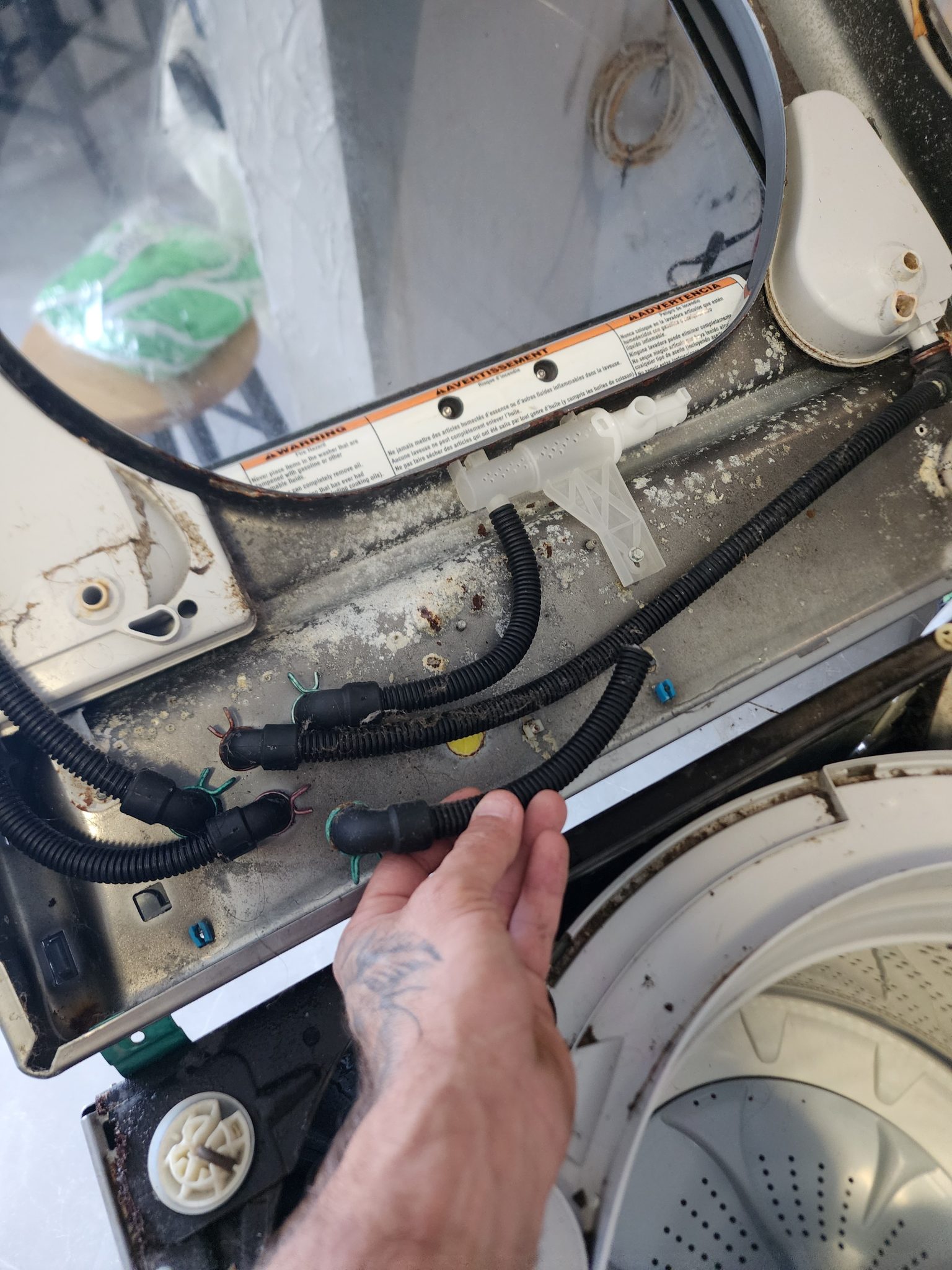 New water inlet valve and hose installation