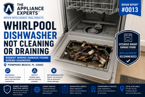 Whirlpool Dishwasher Not Cleaning Rat Damage Led to Replacement Recommendation