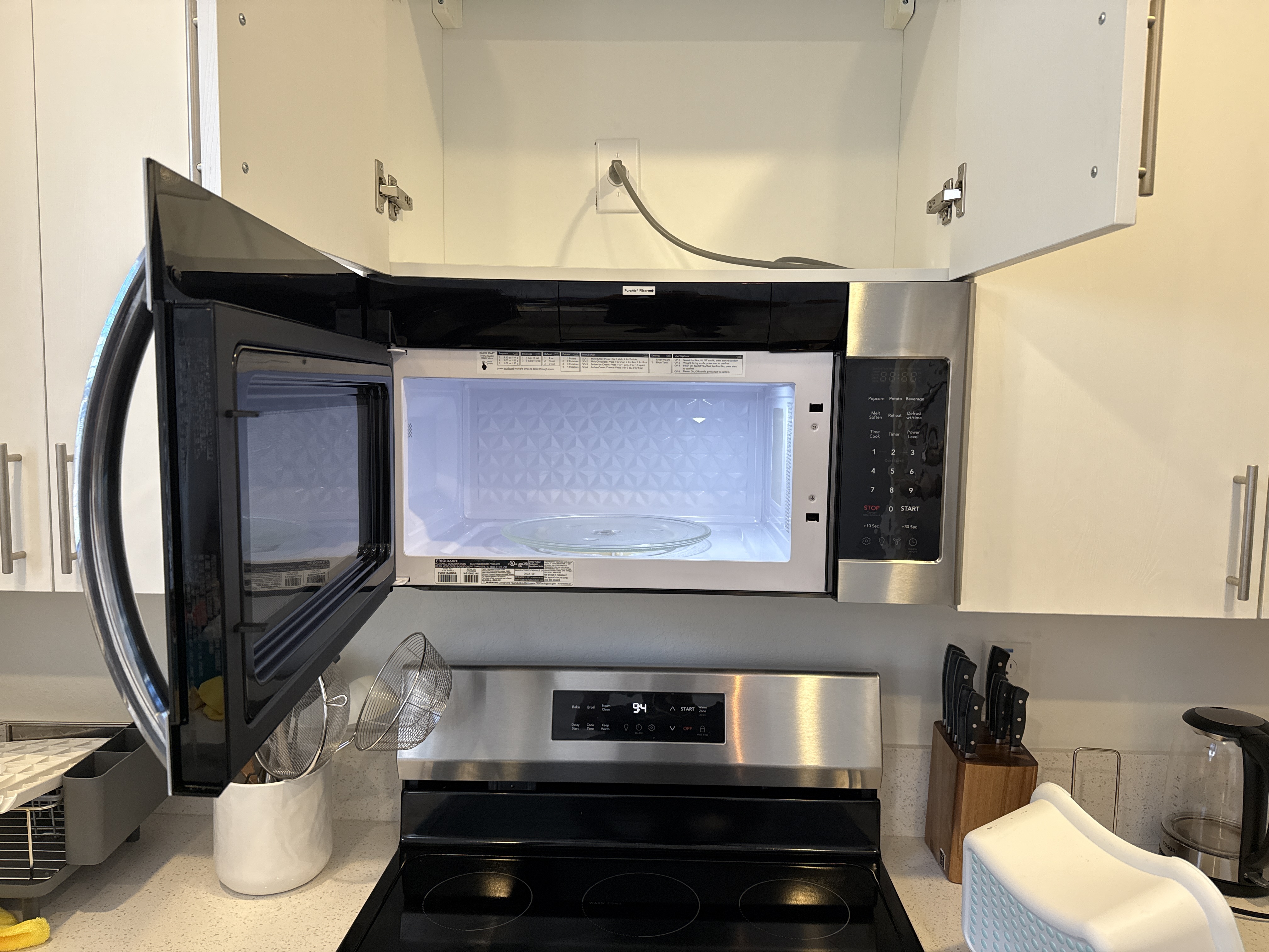 Frigidaire over-the-range microwave interior evaluated during service call in Coral Springs FL RR0089