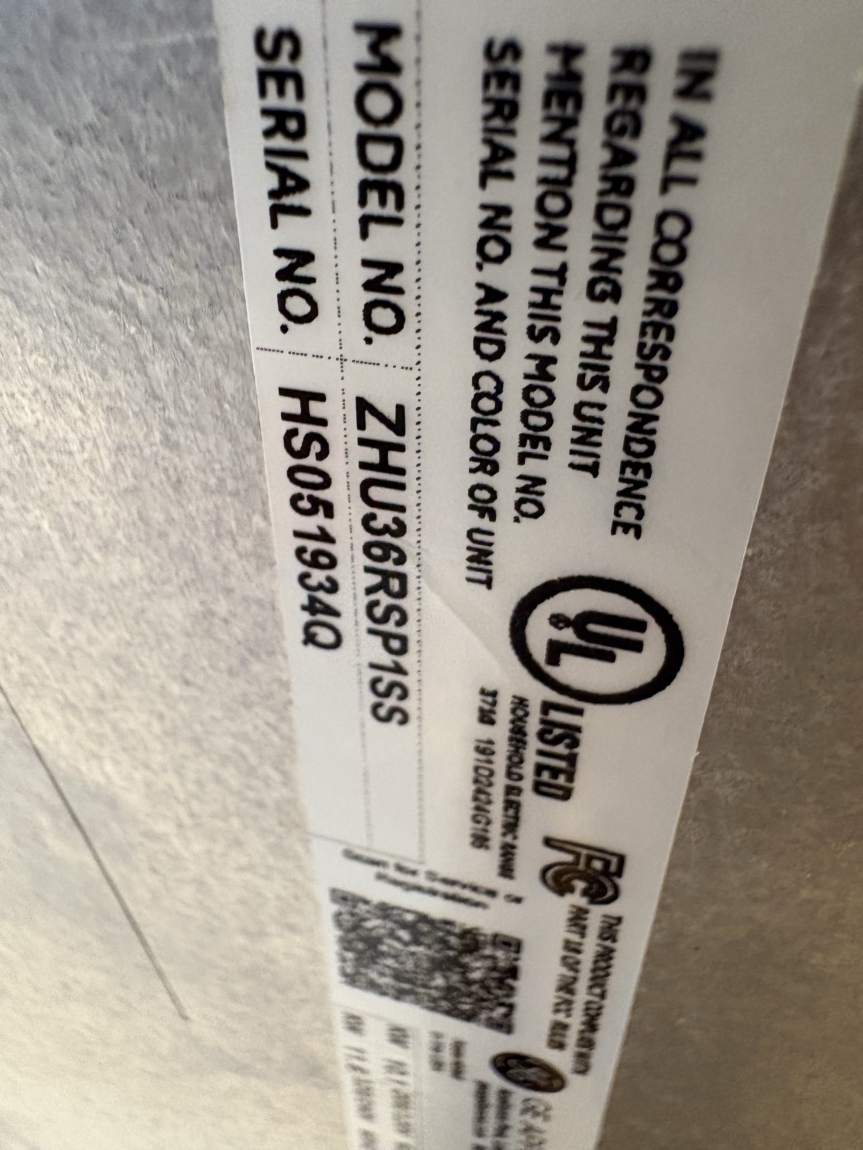 GE Profile ZHU36RSP1SS induction cooktop model identification Lake Worth FL RR0121