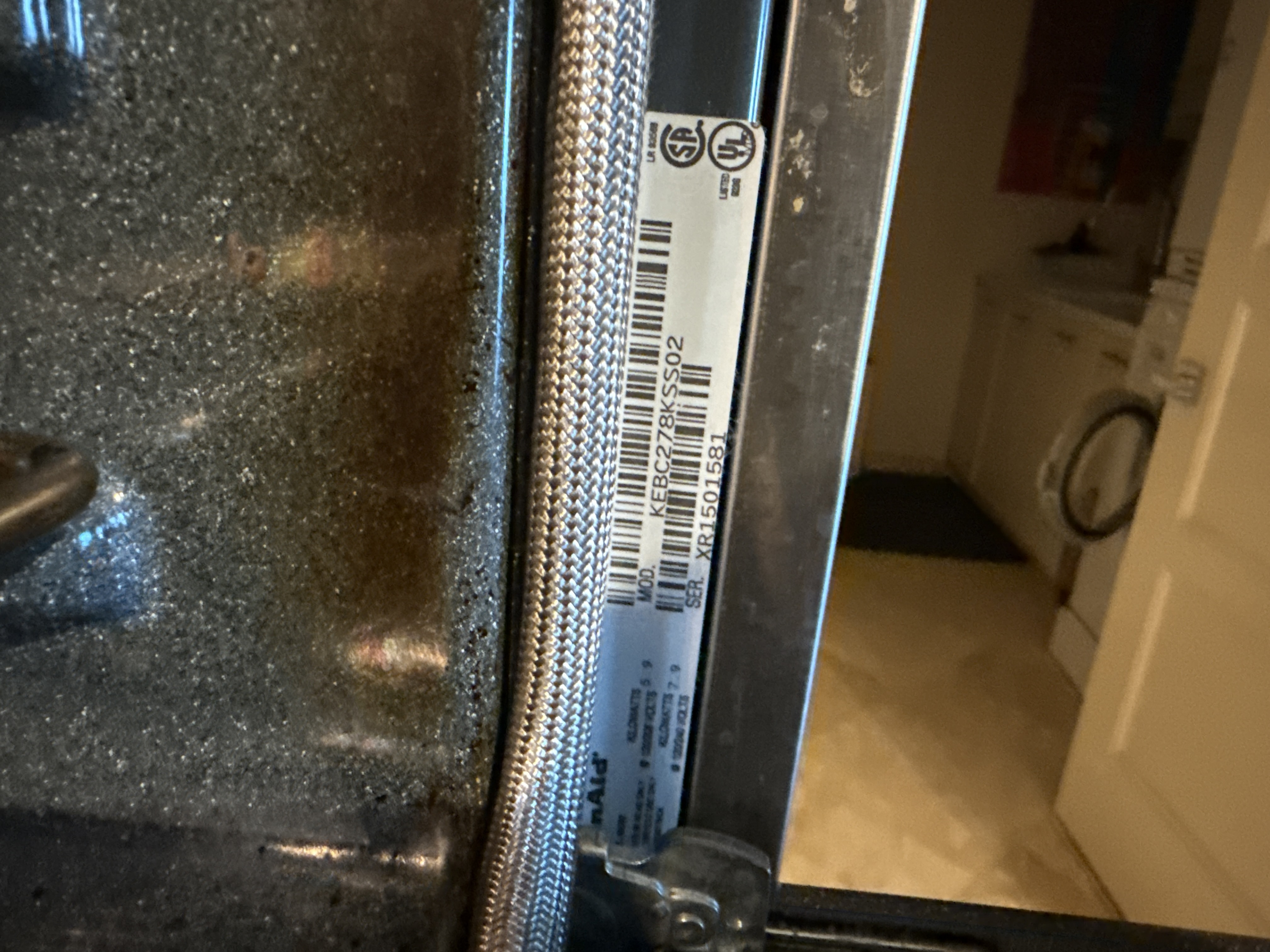 KitchenAid KEBC278KSS02 built-in oven model tag Fort Lauderdale FL RR0093
