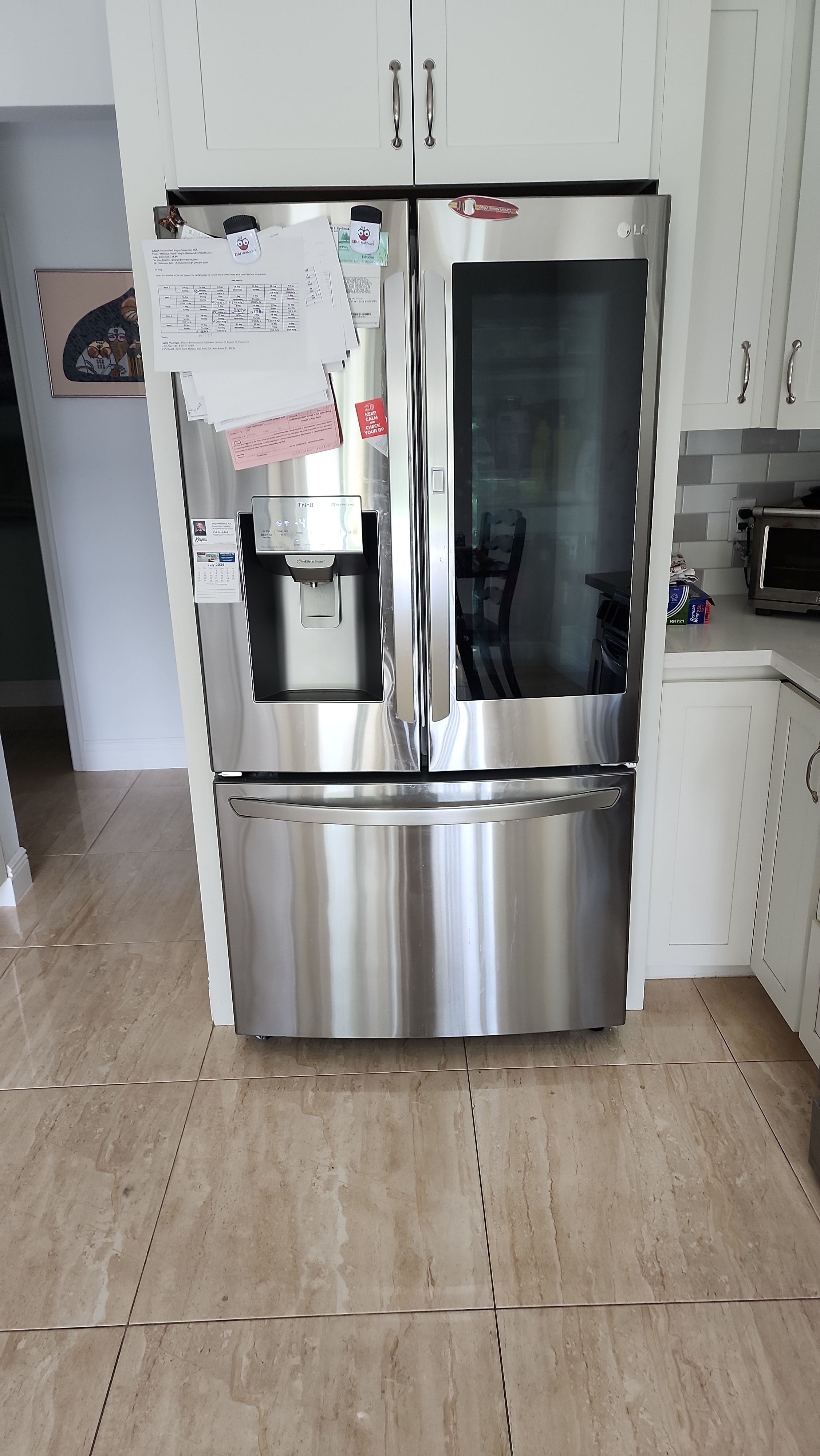 LG French-door refrigerator inspected during the Coral Springs service call.