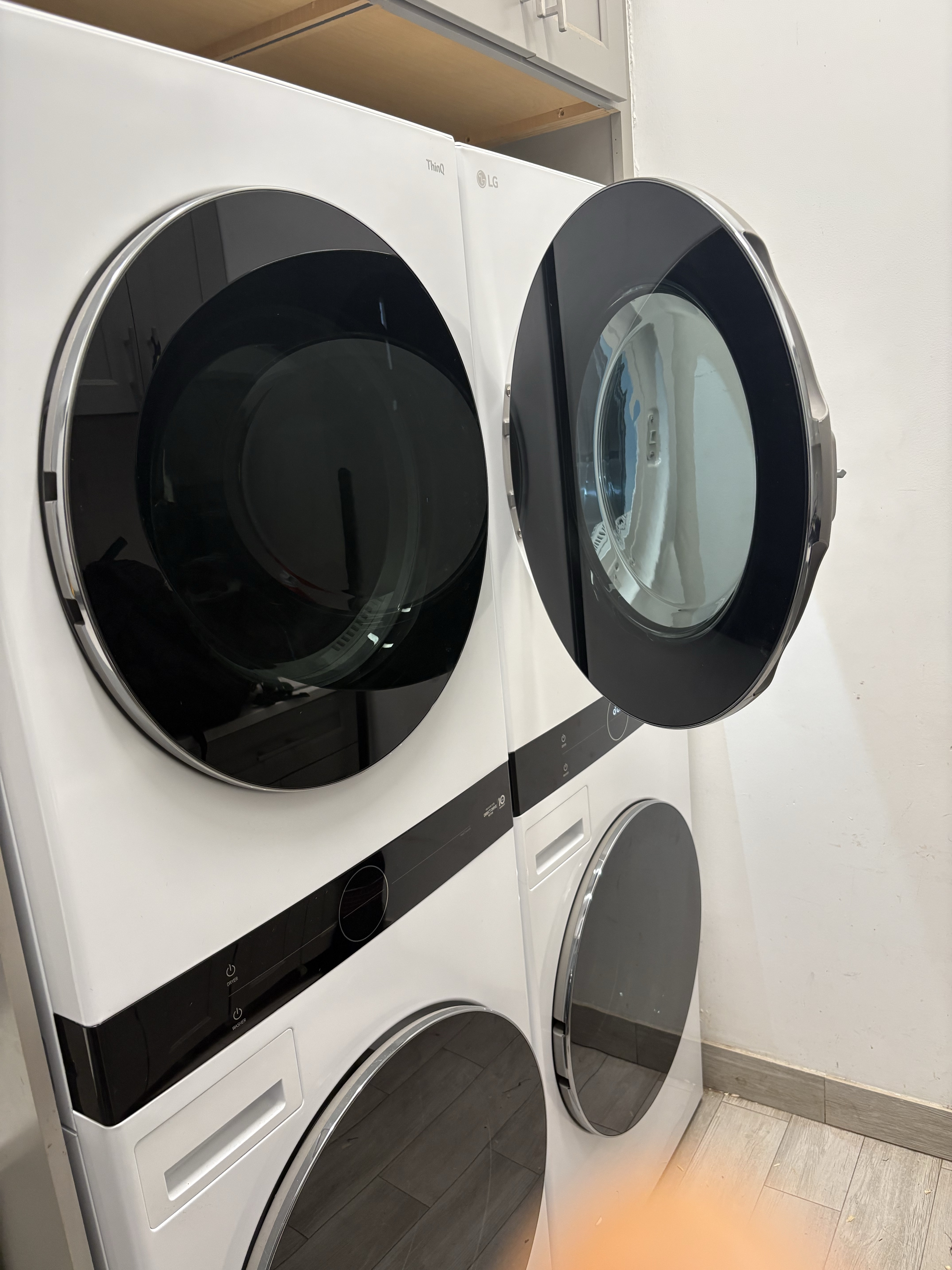 LG stacked WashTower installation evaluated for vent cleaning in Wellington Florida RR0123