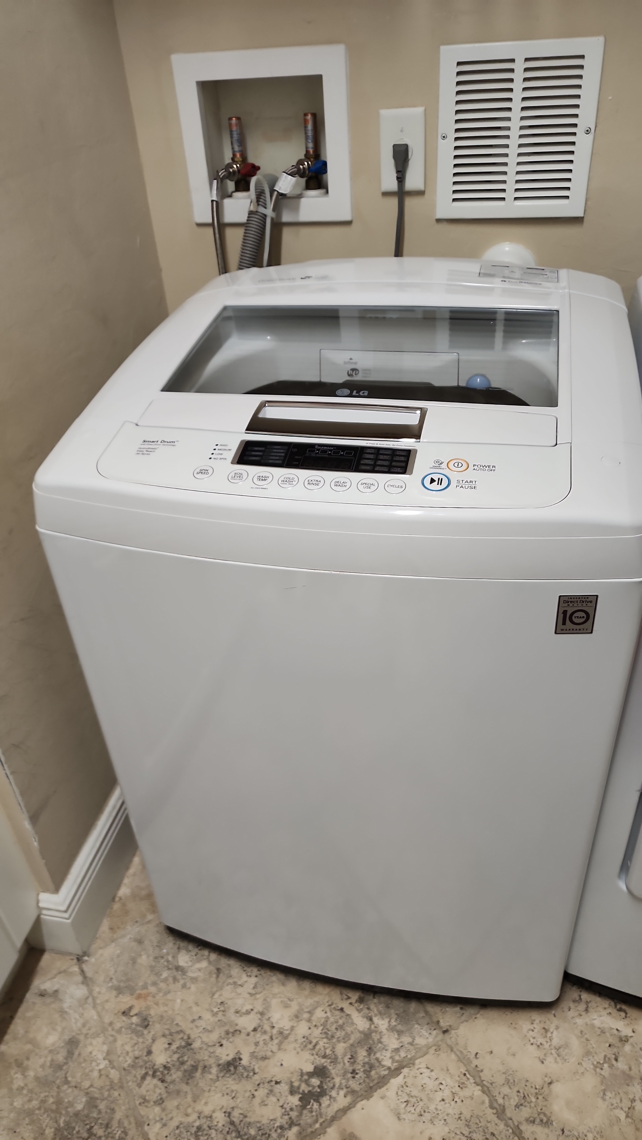LG top-load washer displaying LE error code diagnosed in Parkland FL RR0082
