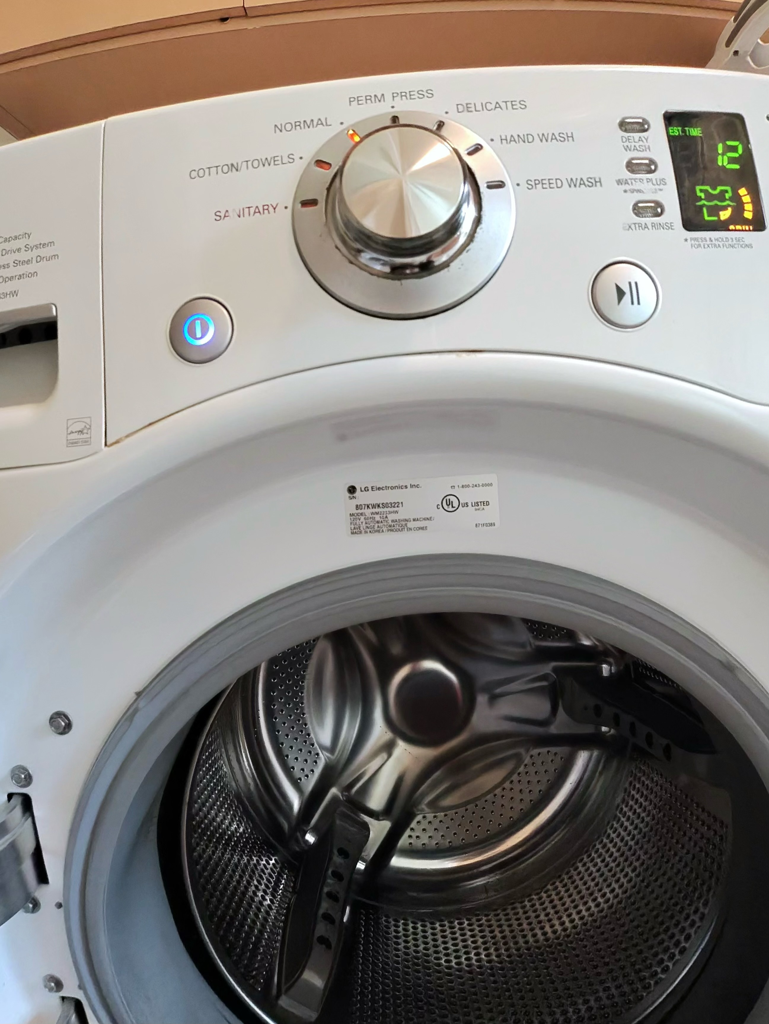 LG WM2233HW front-load washer evaluated for bearing failure in Coral Springs FL RR0091