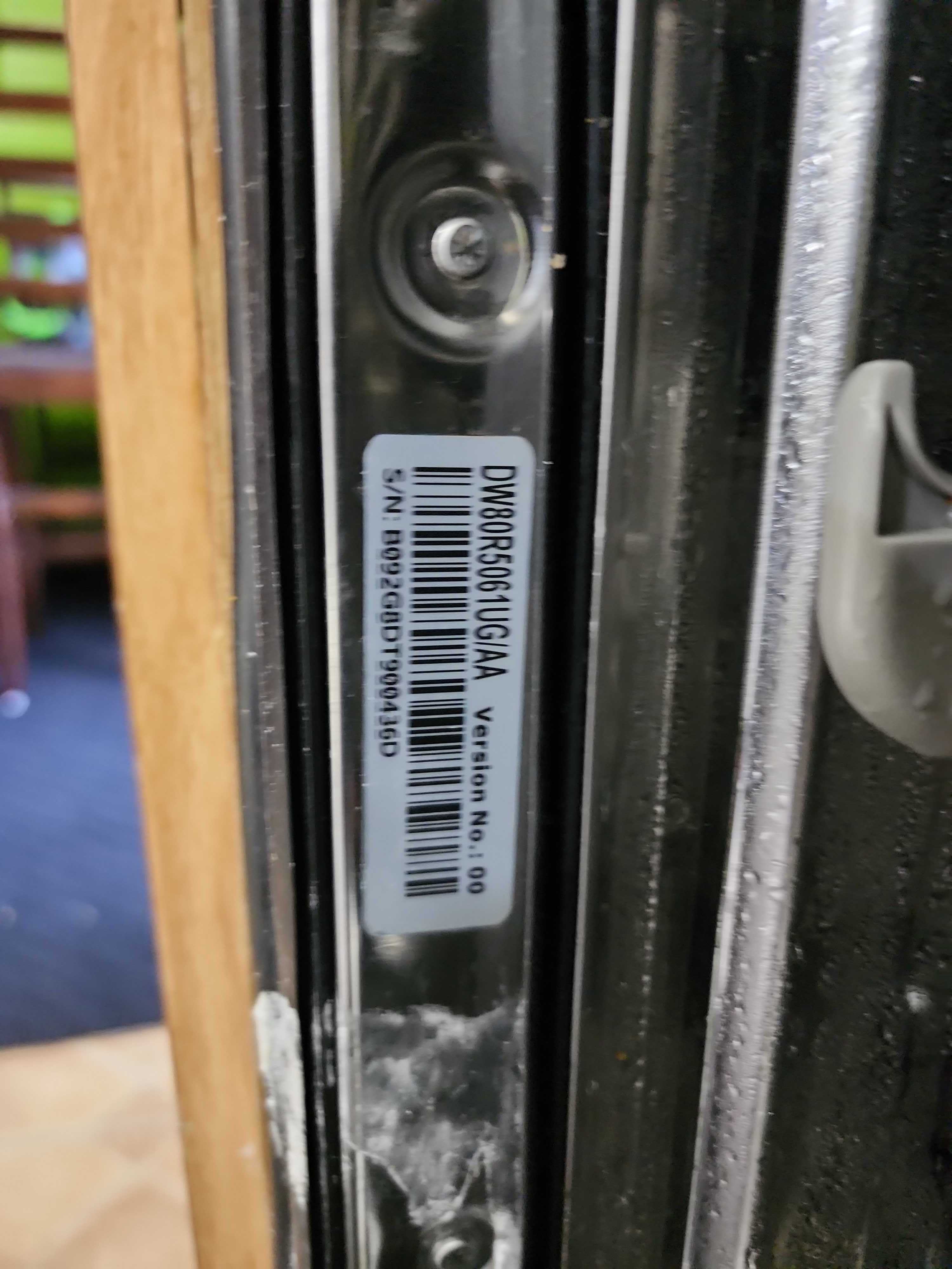 Samsung DW80R5061UG/AA dishwasher manufacturer model tag Margate FL RR0108