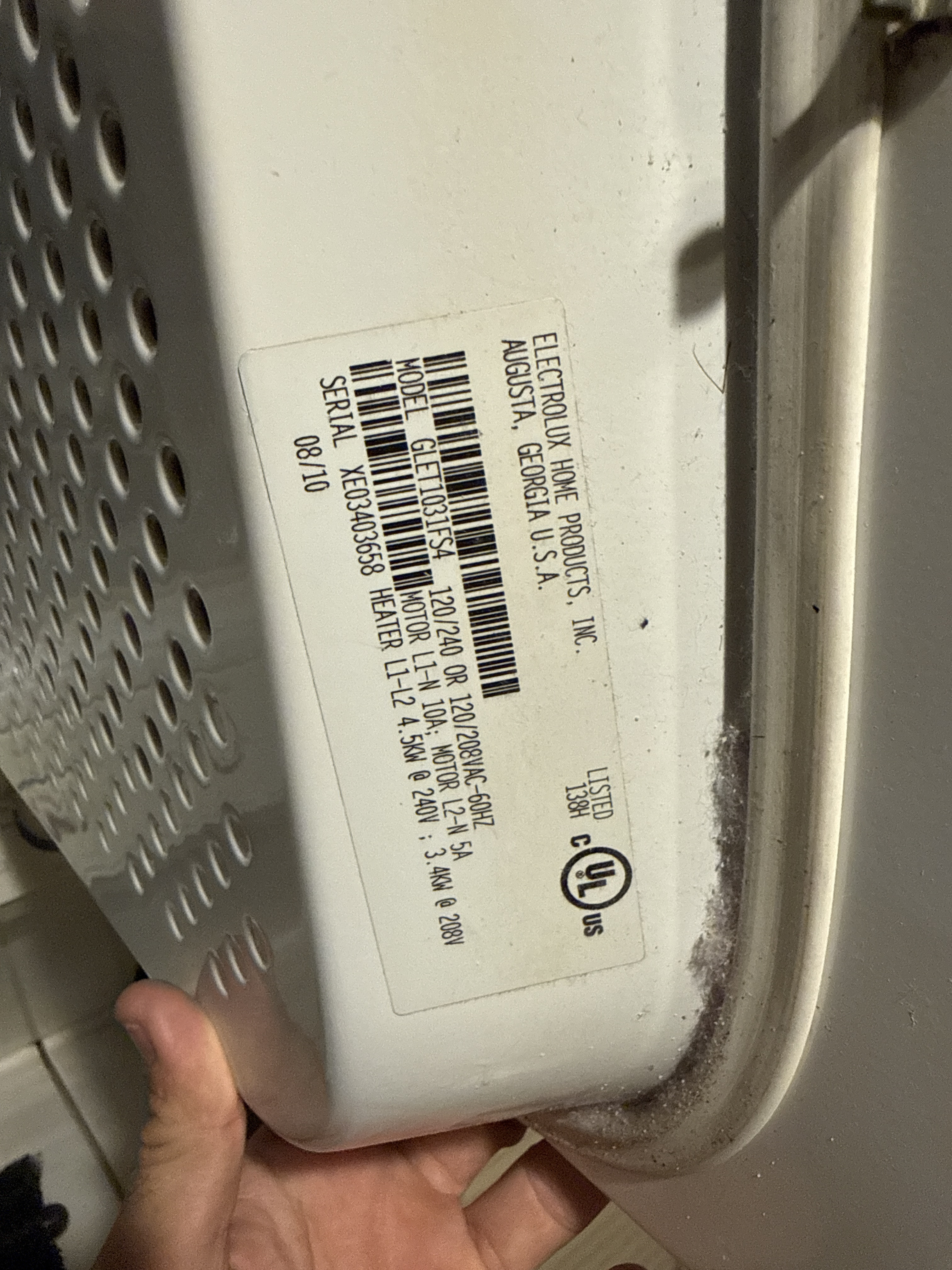 Samsung dryer DVE45T6000W A3 model identification Tamarac FL RR0067