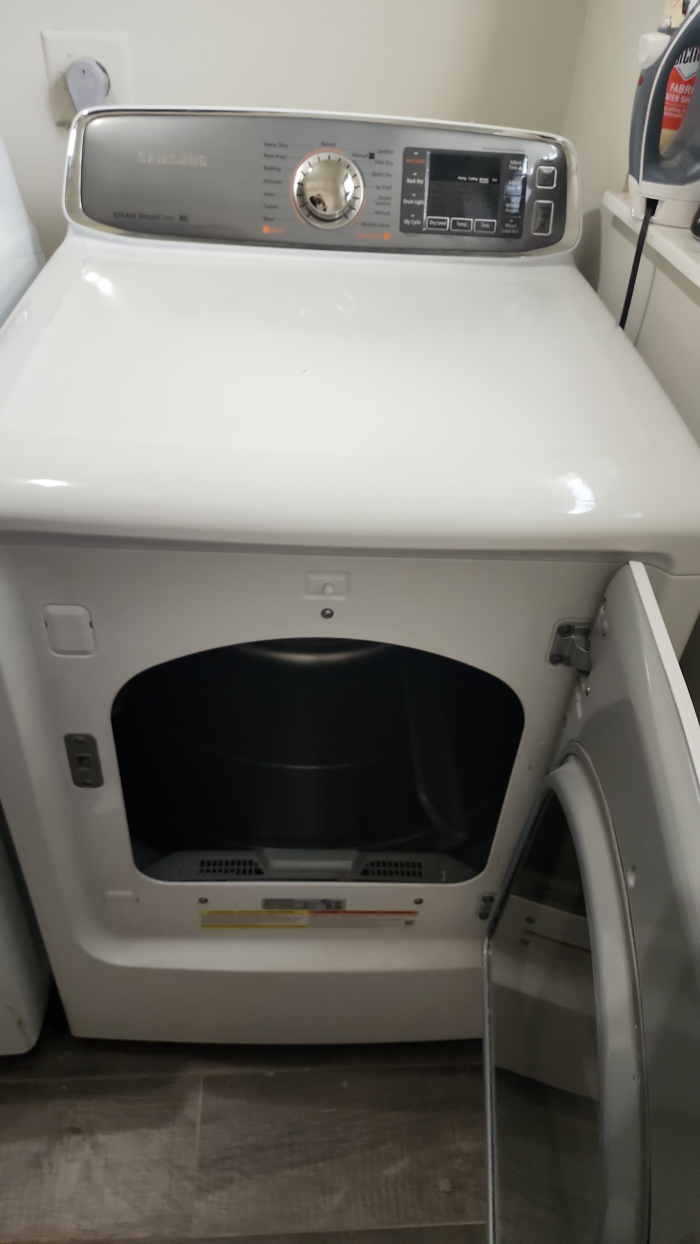 Open Samsung dryer drum inspected during heating element diagnosis in Coral Springs Florida RR0113