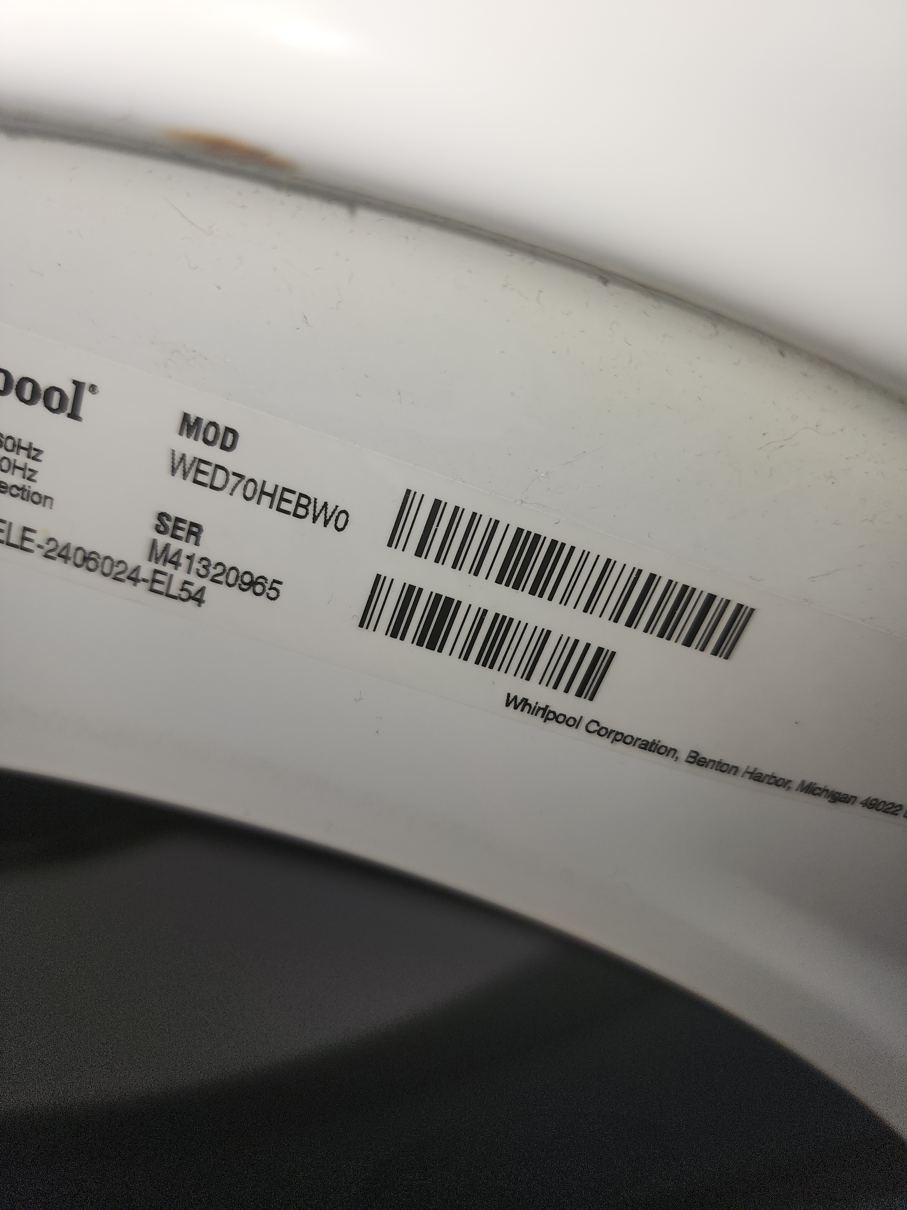 Whirlpool WED70HEBW0 dryer repair Coconut Creek FL RR0030