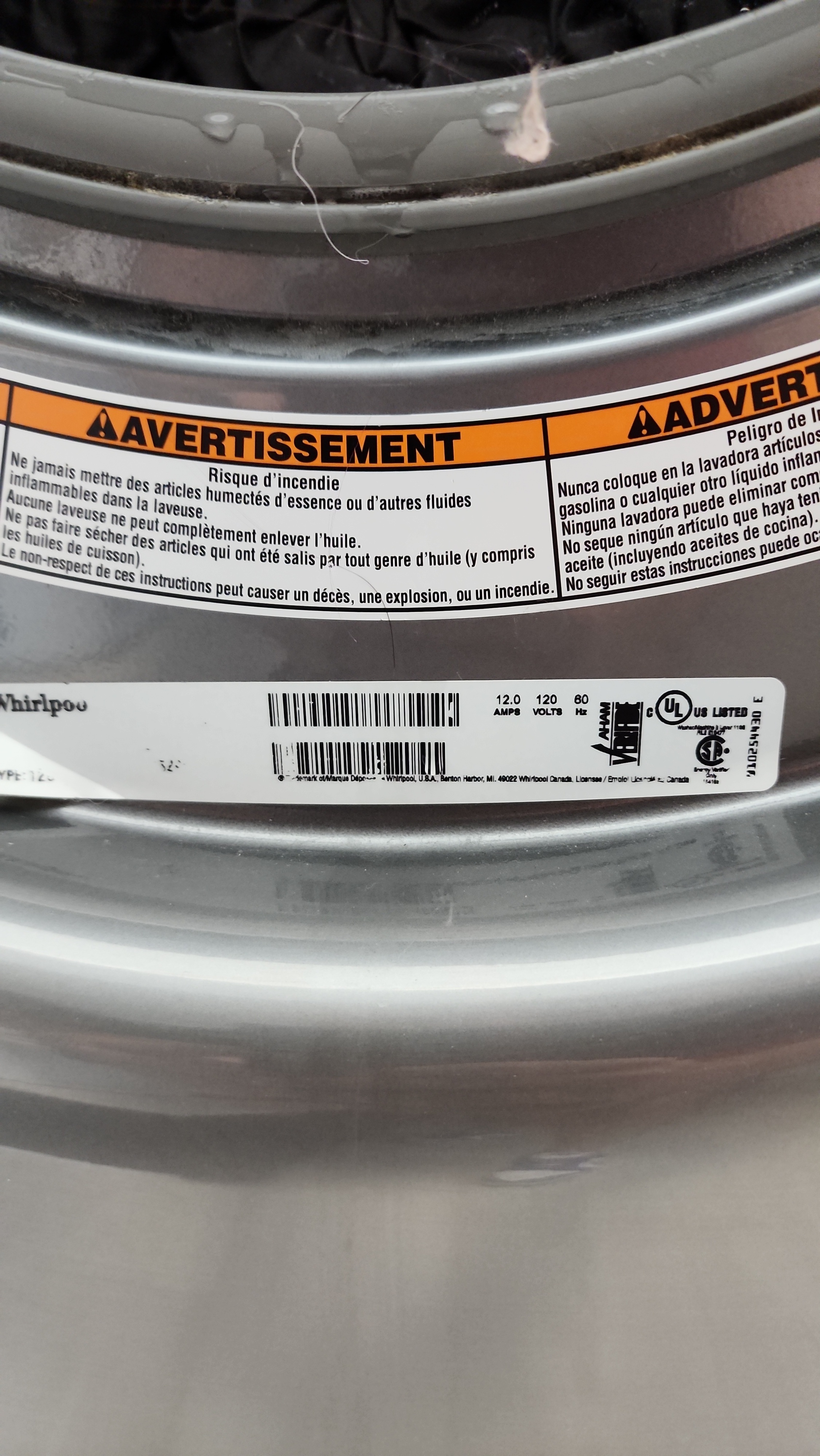 Whirlpool washer manufacturer label Fort Lauderdale appliance repair